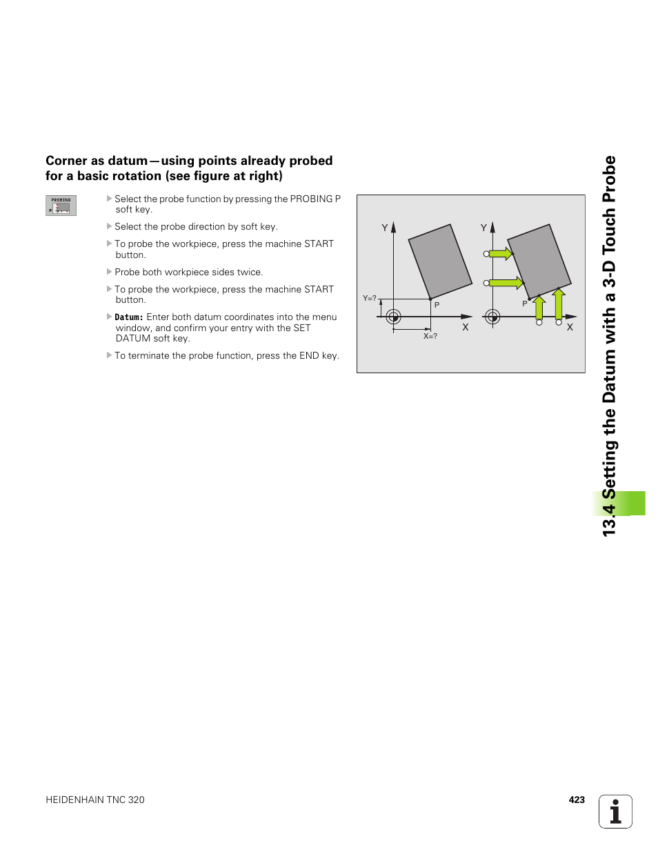 4 set ting the d a tu m with a 3-d t o uc h pr obe | HEIDENHAIN TNC 320 (340 551-01) User Manual | Page 423 / 463