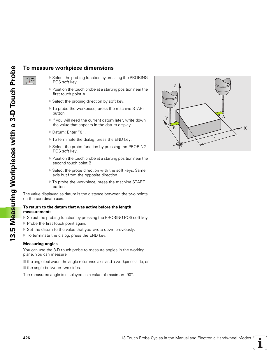 To measure workpiece dimensions | HEIDENHAIN TNC 320 (340 551-01) User Manual | Page 426 / 463