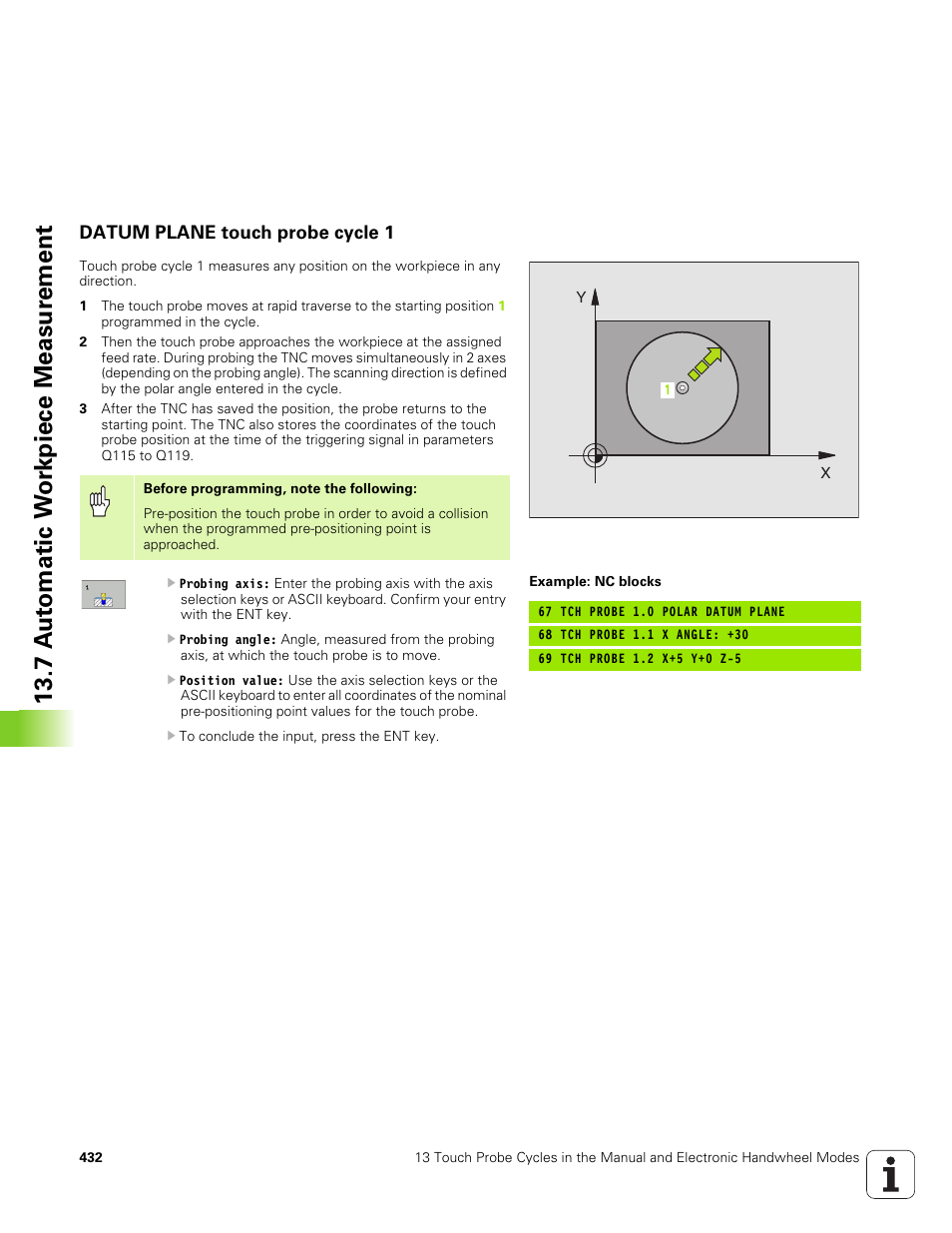 Datum plane touch probe cycle 1, 7 a u to matic w o rk piece measur ement | HEIDENHAIN TNC 320 (340 551-01) User Manual | Page 432 / 463