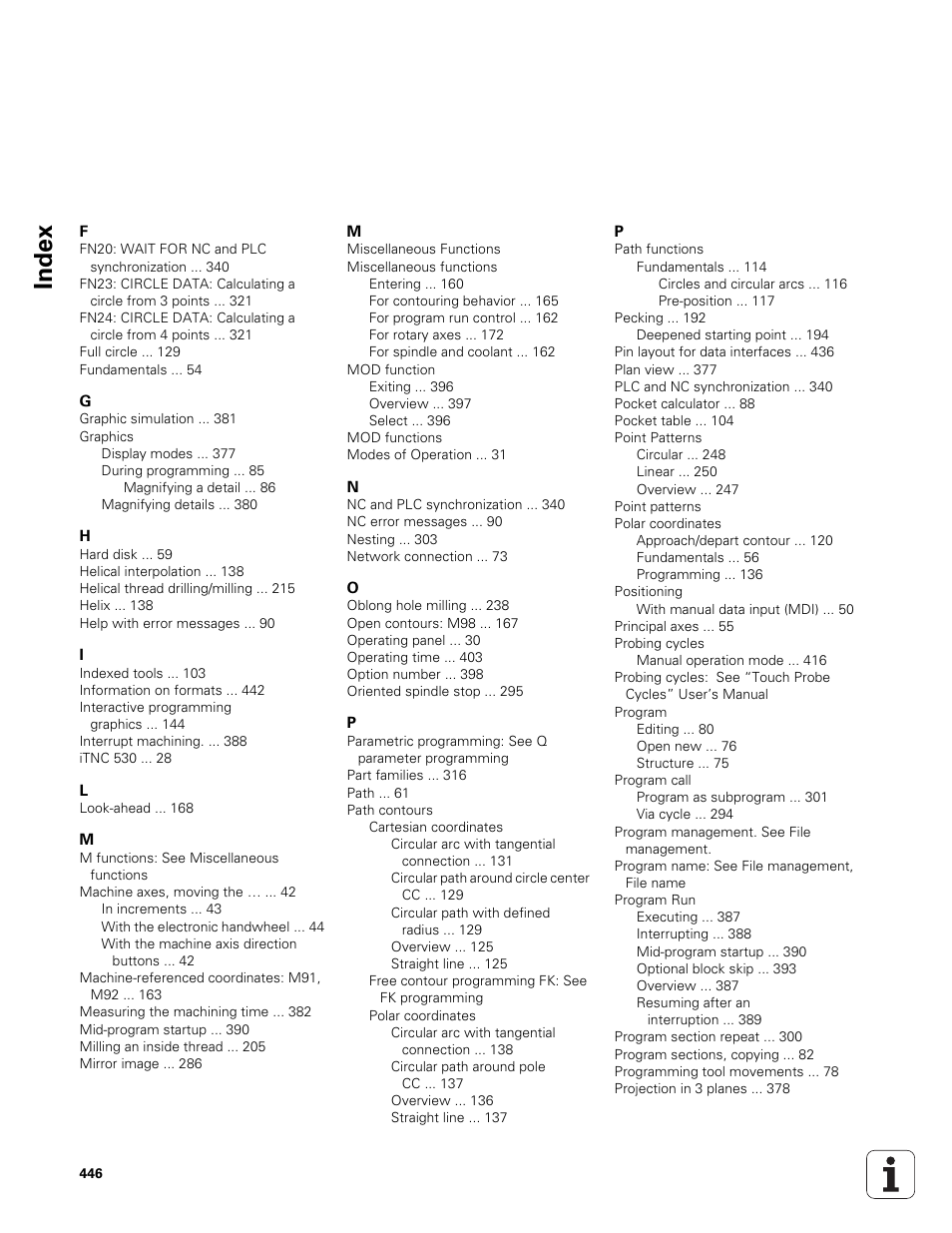 Index | HEIDENHAIN TNC 320 (340 551-01) User Manual | Page 446 / 463