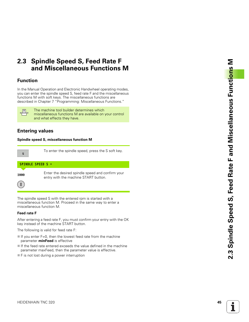 Function, Entering values | HEIDENHAIN TNC 320 (340 551-01) User Manual | Page 45 / 463