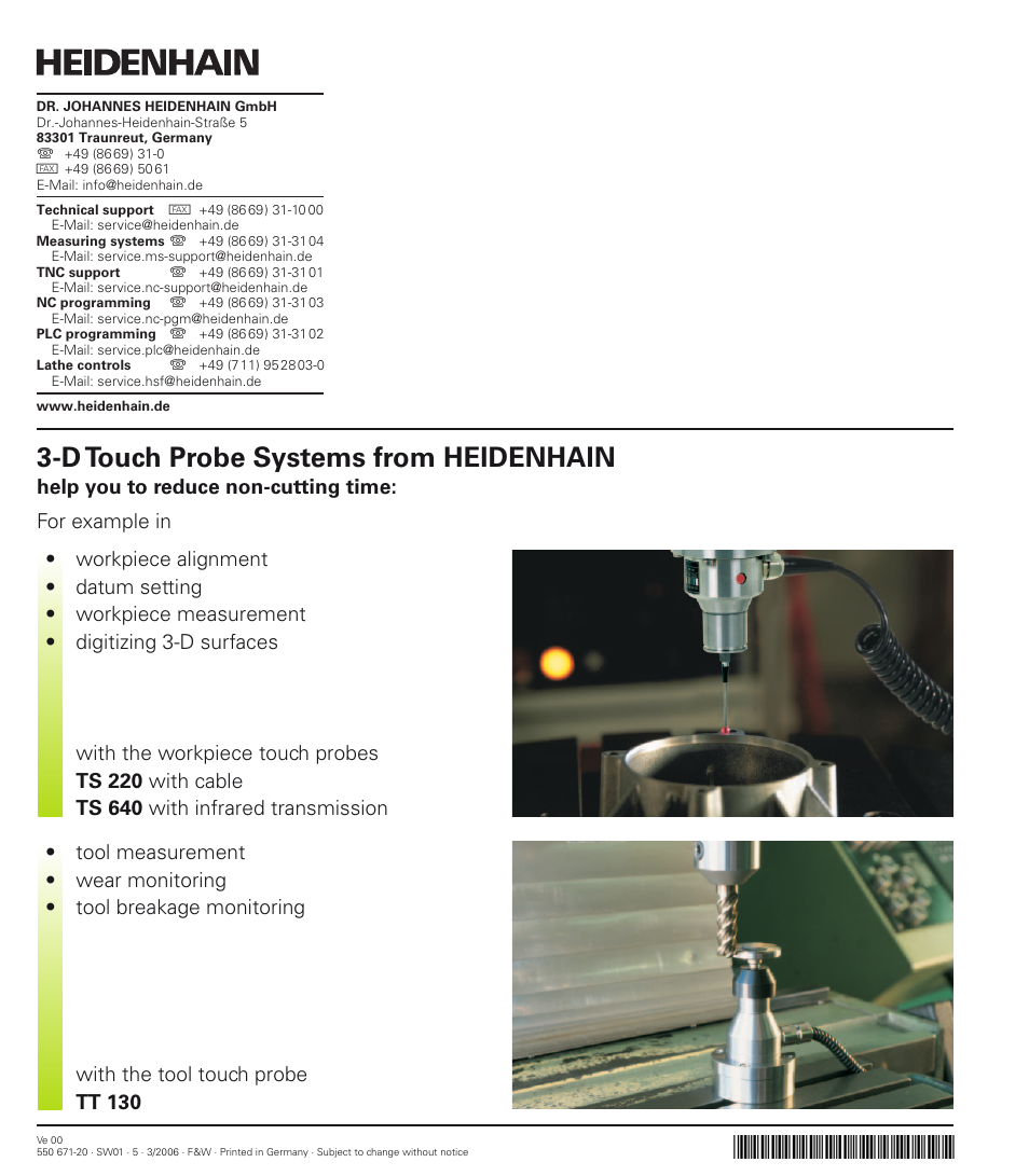 D touch probe systems from heidenhain | HEIDENHAIN TNC 320 (340 551-01) User Manual | Page 463 / 463