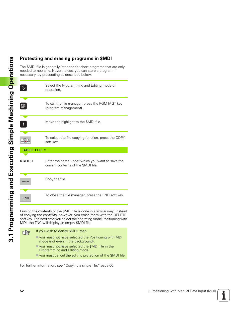 Protecting and erasing programs in $mdi | HEIDENHAIN TNC 320 (340 551-01) User Manual | Page 52 / 463