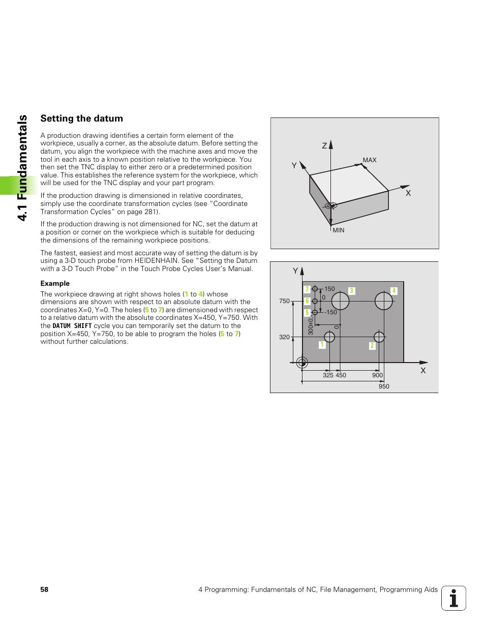 Setting the datum, 1 f u ndamentals | HEIDENHAIN TNC 320 (340 551-01) User Manual | Page 58 / 463