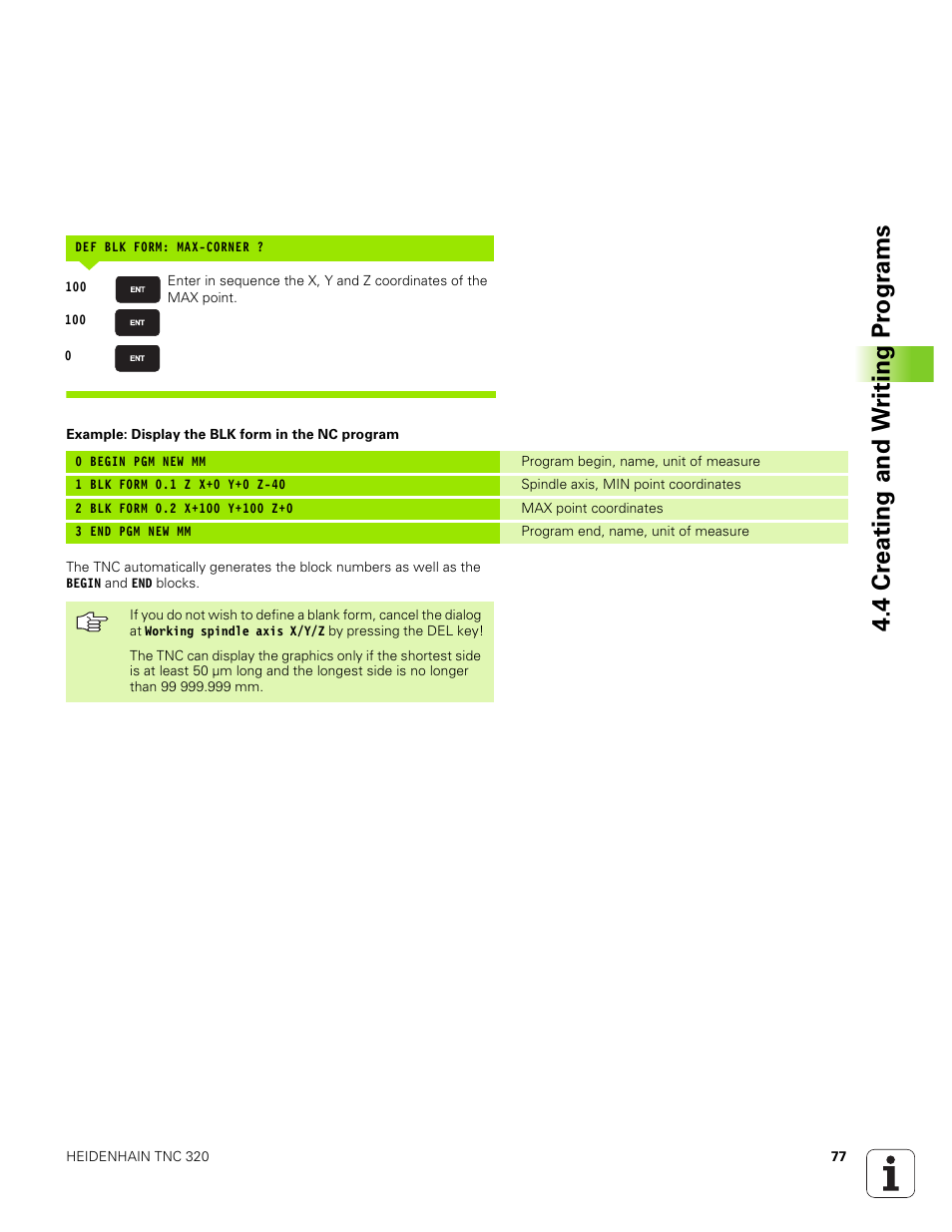 4 cr eating and w riting pr ogr ams | HEIDENHAIN TNC 320 (340 551-01) User Manual | Page 77 / 463