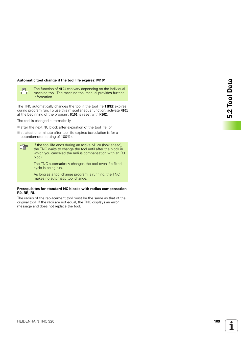 2 t o ol d a ta | HEIDENHAIN TNC 320 (340 551-02) User Manual | Page 109 / 493