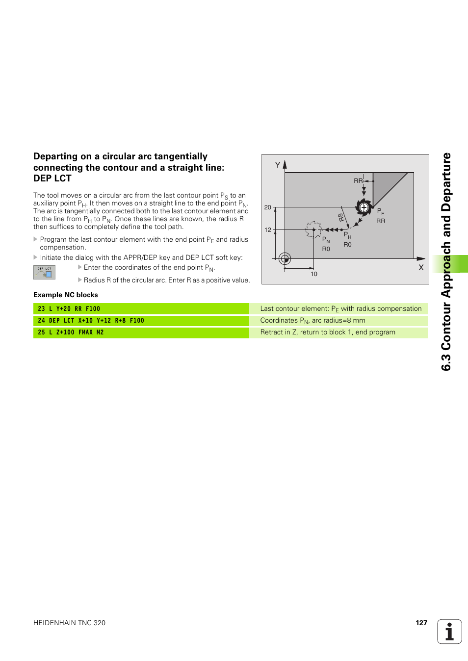 3 cont our appr oac h and depar tur e | HEIDENHAIN TNC 320 (340 551-02) User Manual | Page 127 / 493