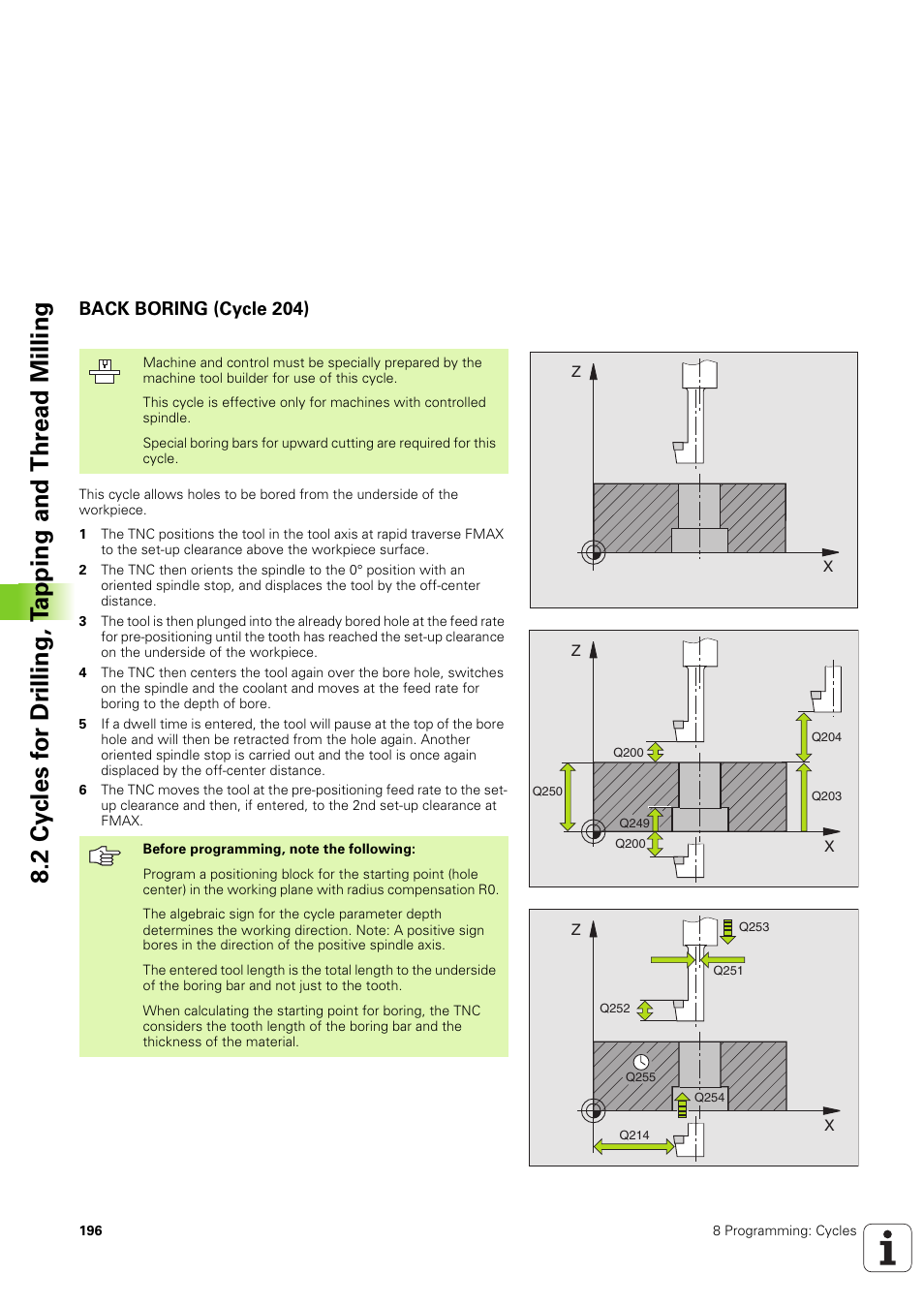 Back boring (cycle 204) | HEIDENHAIN TNC 320 (340 551-02) User Manual | Page 196 / 493