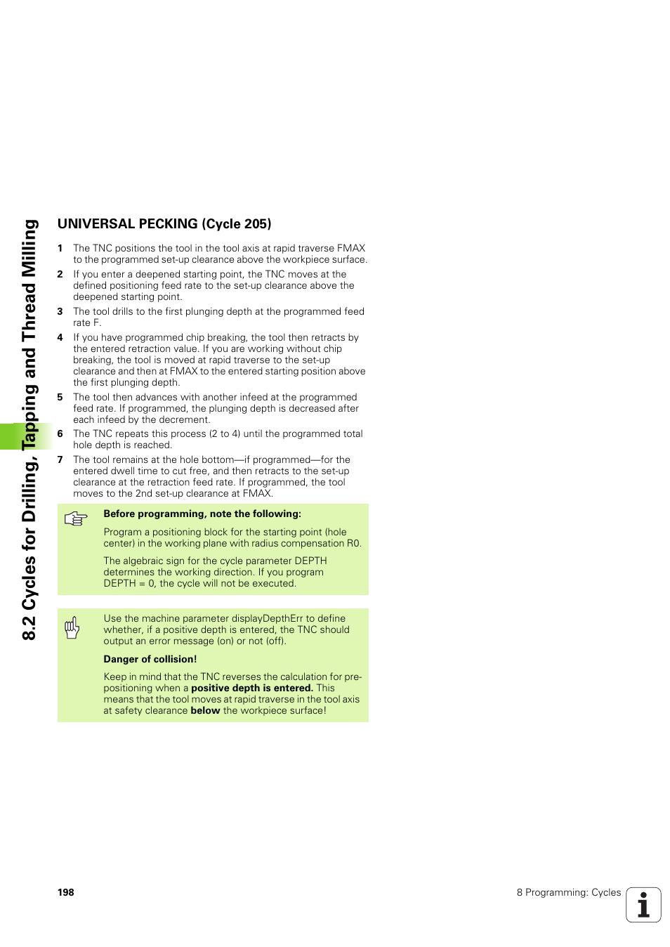 Universal pecking (cycle 205) | HEIDENHAIN TNC 320 (340 551-02) User Manual | Page 198 / 493