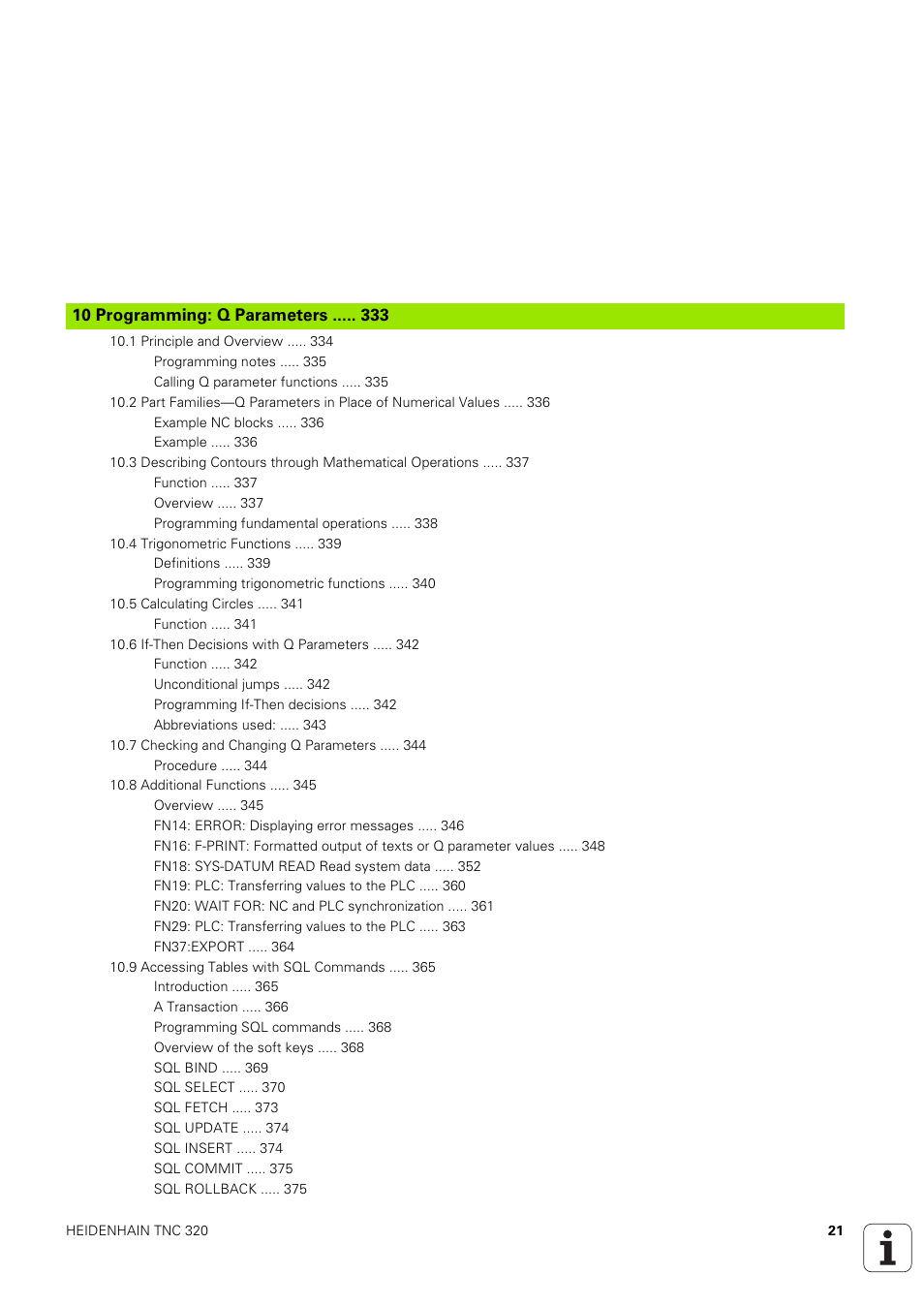 10 programming: q parameters, Programming: q parameters | HEIDENHAIN TNC 320 (340 551-02) User Manual | Page 21 / 493