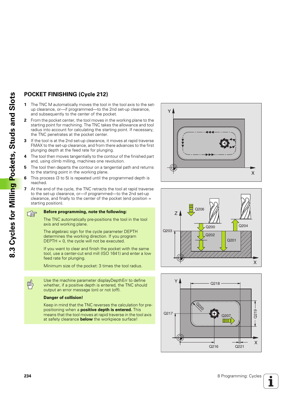 Pocket finishing (cycle 212) | HEIDENHAIN TNC 320 (340 551-02) User Manual | Page 234 / 493