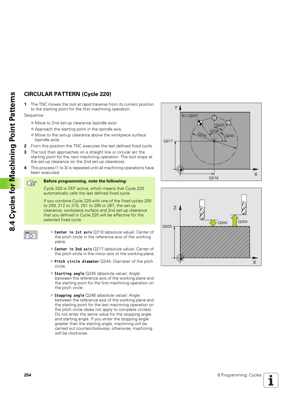 Circular pattern (cycle 220) | HEIDENHAIN TNC 320 (340 551-02) User Manual | Page 254 / 493