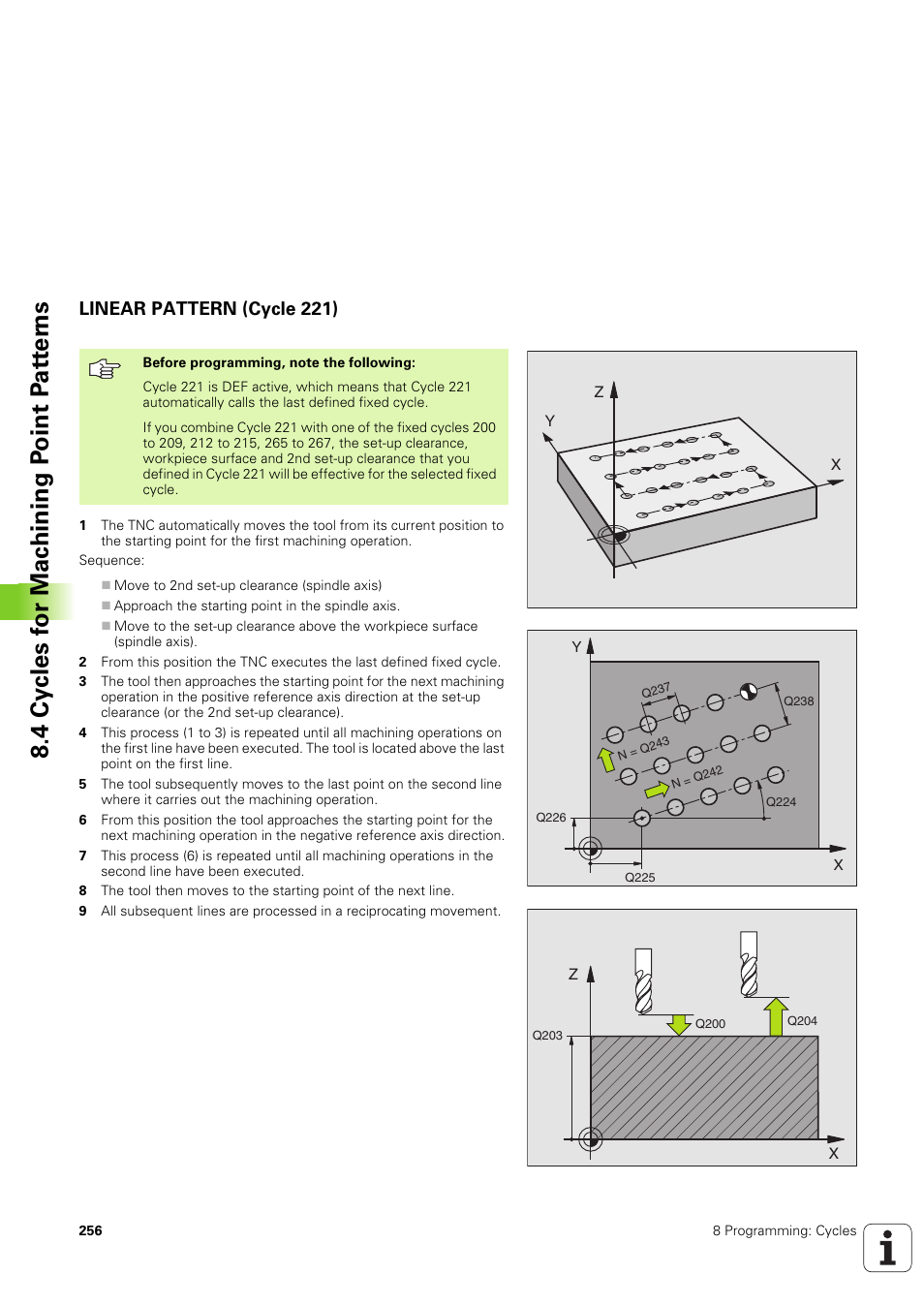 Linear pattern (cycle 221) | HEIDENHAIN TNC 320 (340 551-02) User Manual | Page 256 / 493