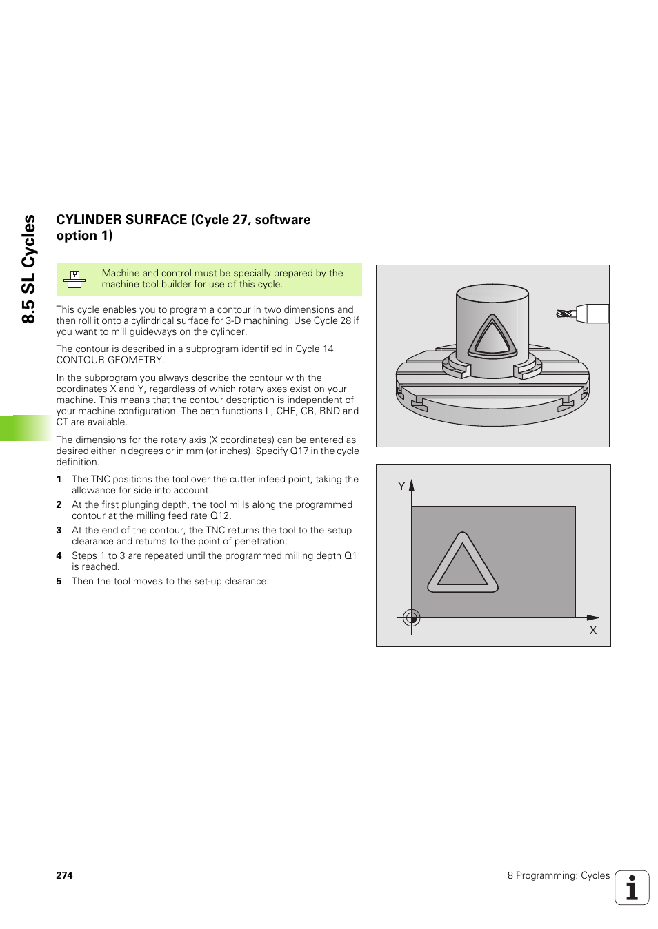 Cylinder surface (cycle 27, software option 1), 5 sl cy cles | HEIDENHAIN TNC 320 (340 551-02) User Manual | Page 274 / 493