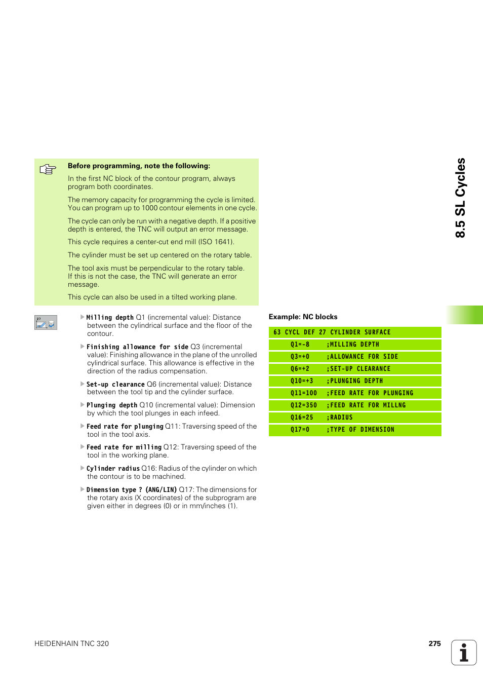 5 sl cy cles | HEIDENHAIN TNC 320 (340 551-02) User Manual | Page 275 / 493