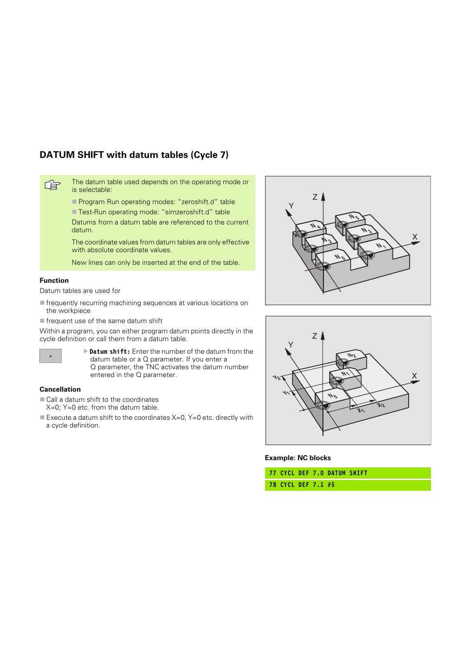 Datum shift with datum tables (cycle 7) | HEIDENHAIN TNC 320 (340 551-02) User Manual | Page 304 / 493