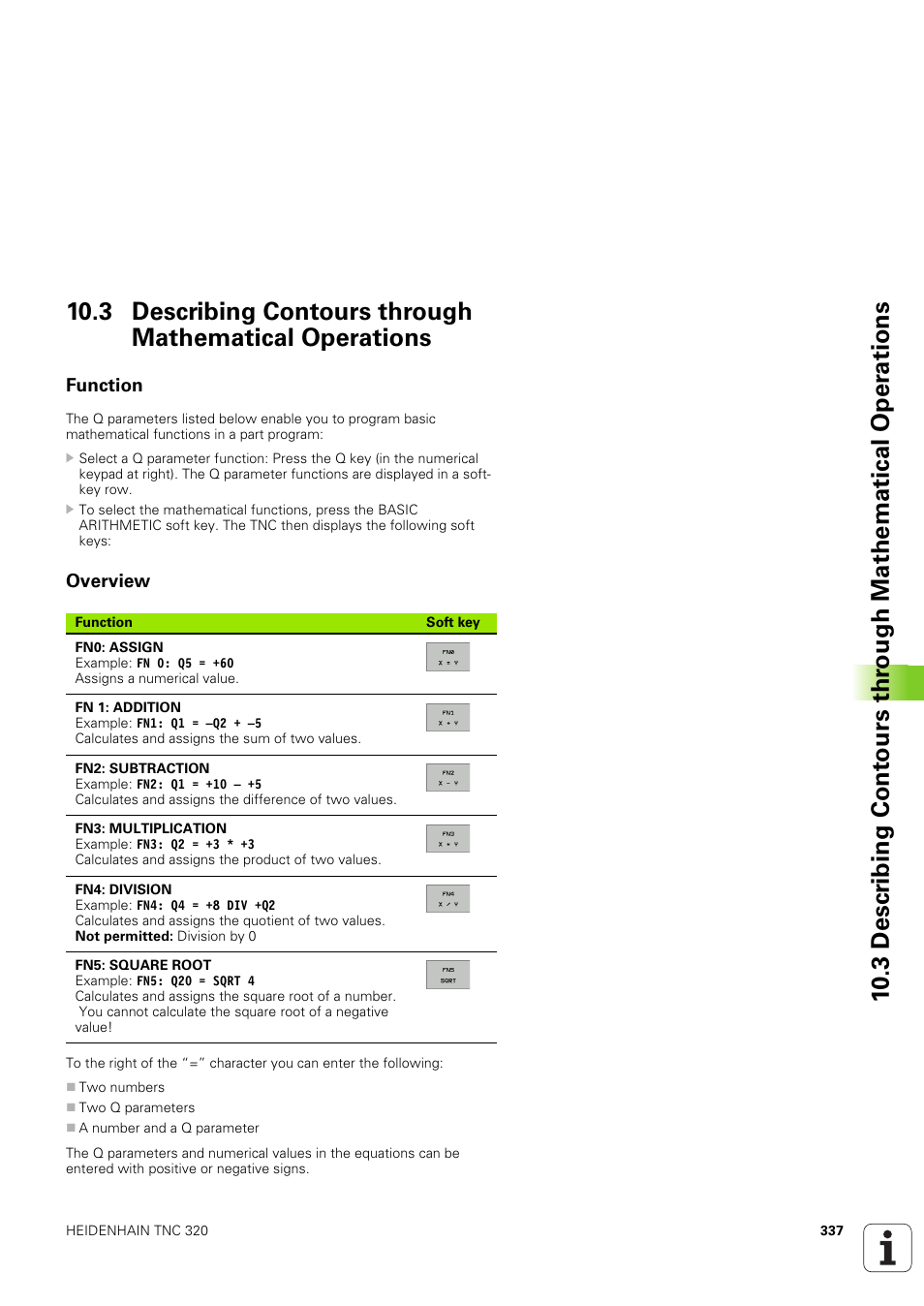 Function, Overview | HEIDENHAIN TNC 320 (340 551-02) User Manual | Page 337 / 493