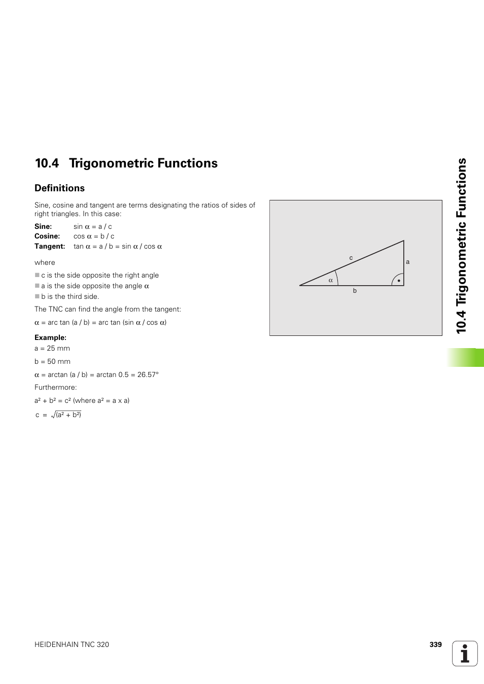 4 trigonometric functions, Definitions | HEIDENHAIN TNC 320 (340 551-02) User Manual | Page 339 / 493