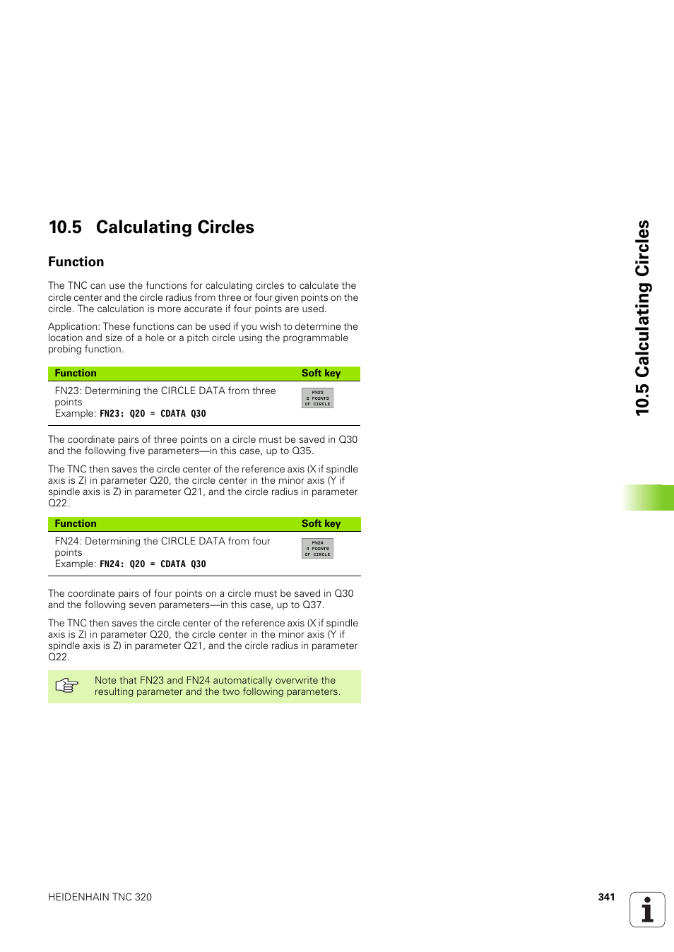 5 calculating circles, Function | HEIDENHAIN TNC 320 (340 551-02) User Manual | Page 341 / 493