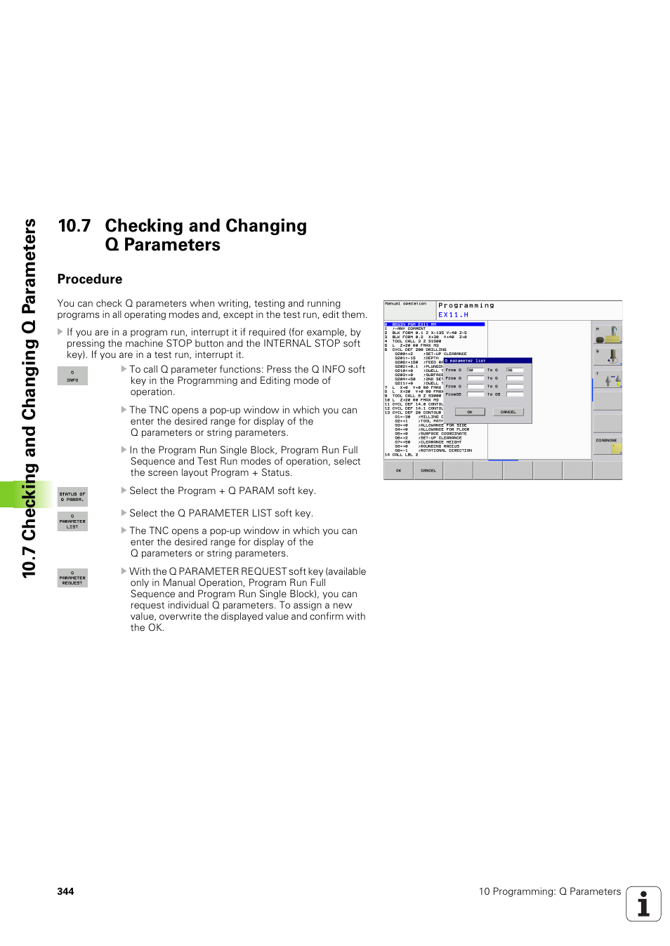 7 checking and changing q parameters, Procedure | HEIDENHAIN TNC 320 (340 551-02) User Manual | Page 344 / 493