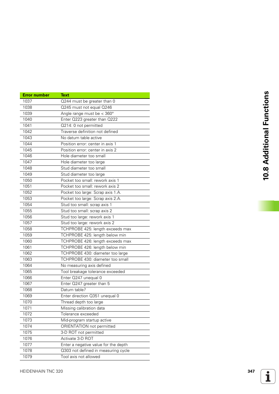 10 .8 a d ditional f u nctions | HEIDENHAIN TNC 320 (340 551-02) User Manual | Page 347 / 493