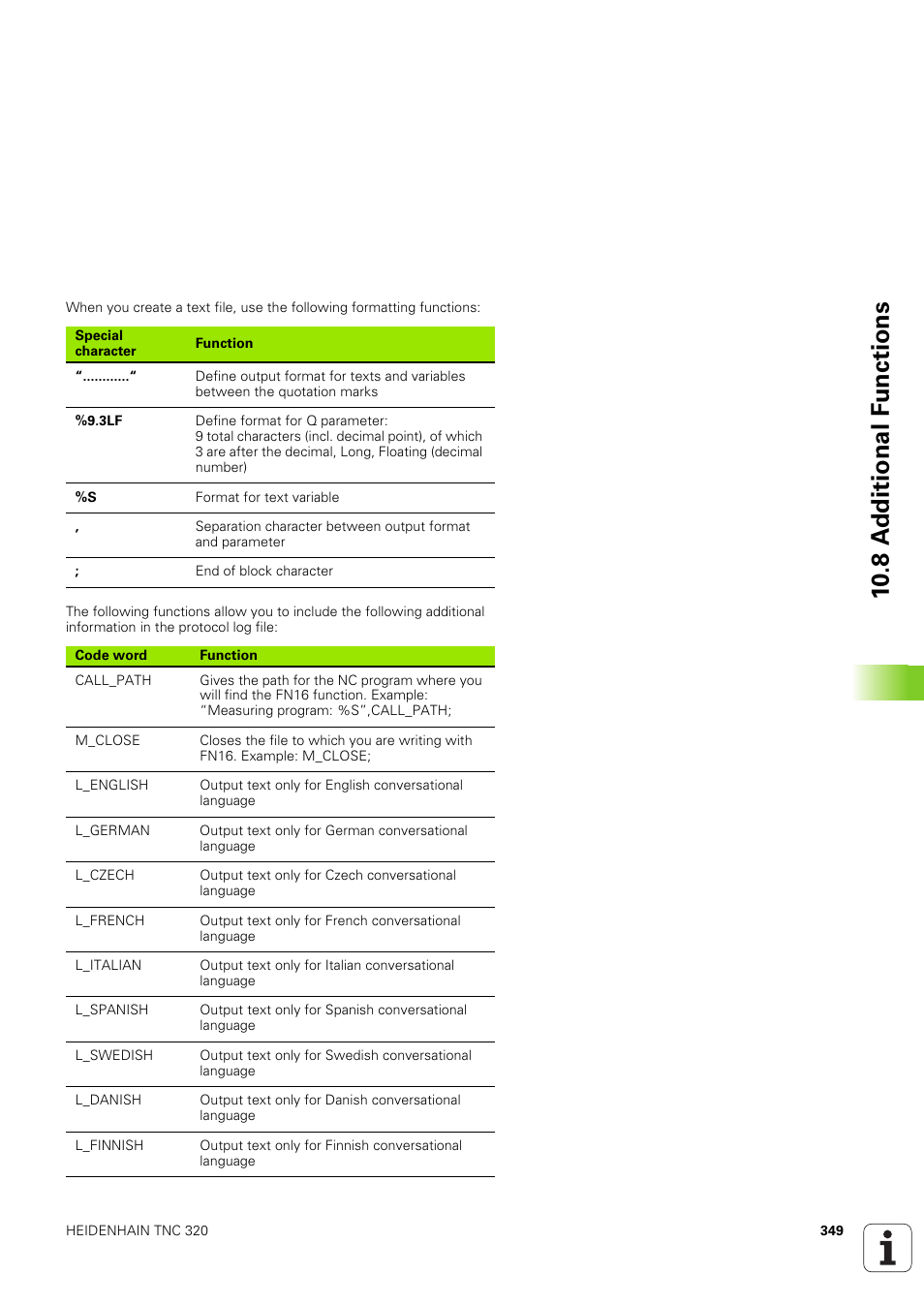 10 .8 a d ditional f u nctions | HEIDENHAIN TNC 320 (340 551-02) User Manual | Page 349 / 493