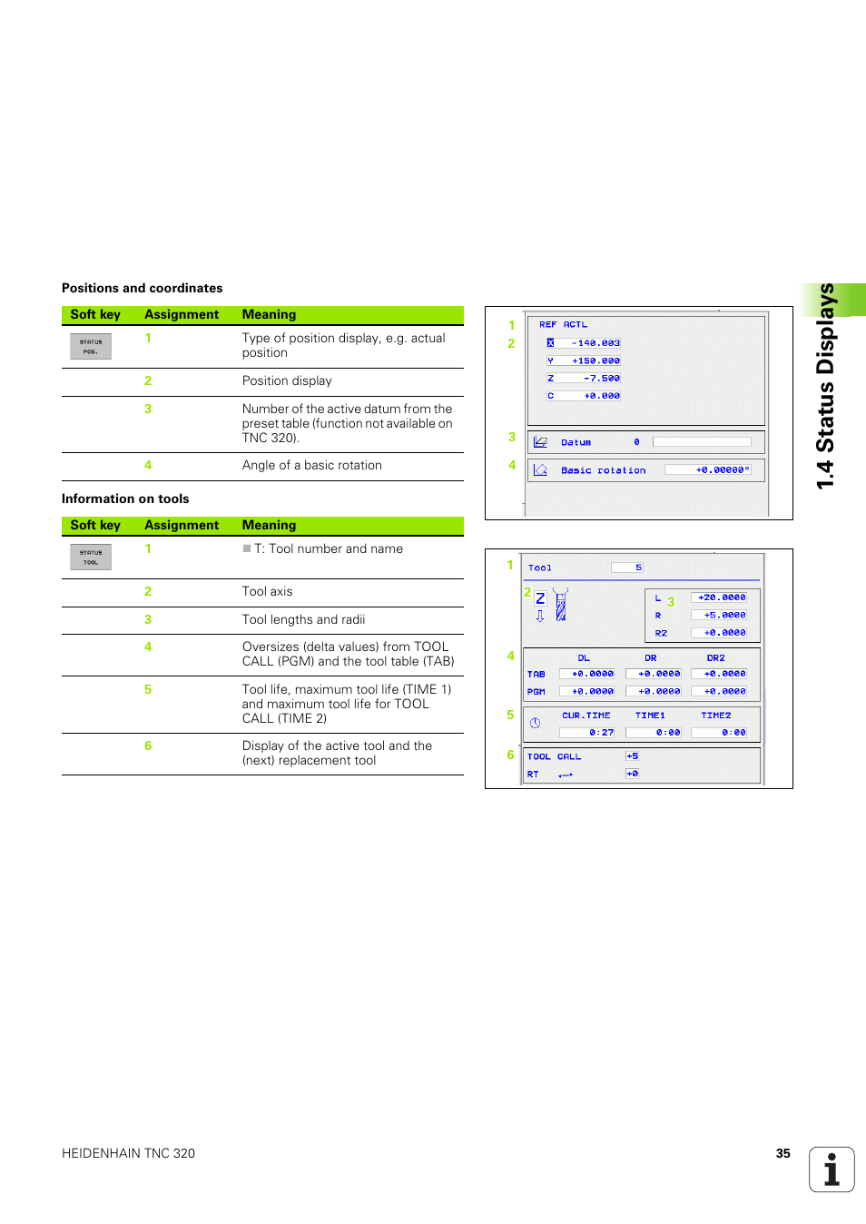 4 stat us displa ys | HEIDENHAIN TNC 320 (340 551-02) User Manual | Page 35 / 493