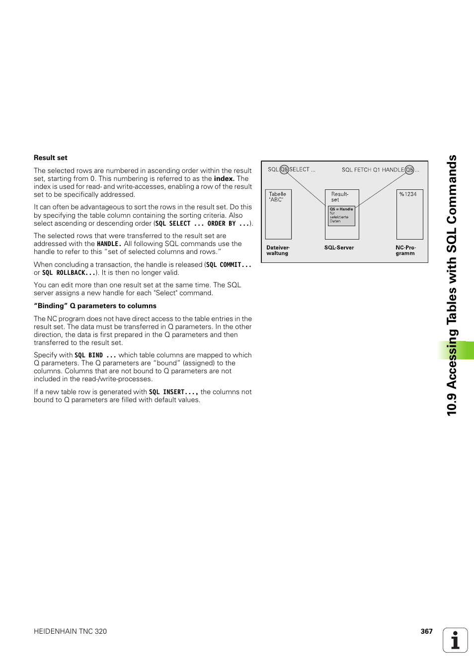 10 .9 a ccessing t a bles with sql commands | HEIDENHAIN TNC 320 (340 551-02) User Manual | Page 367 / 493