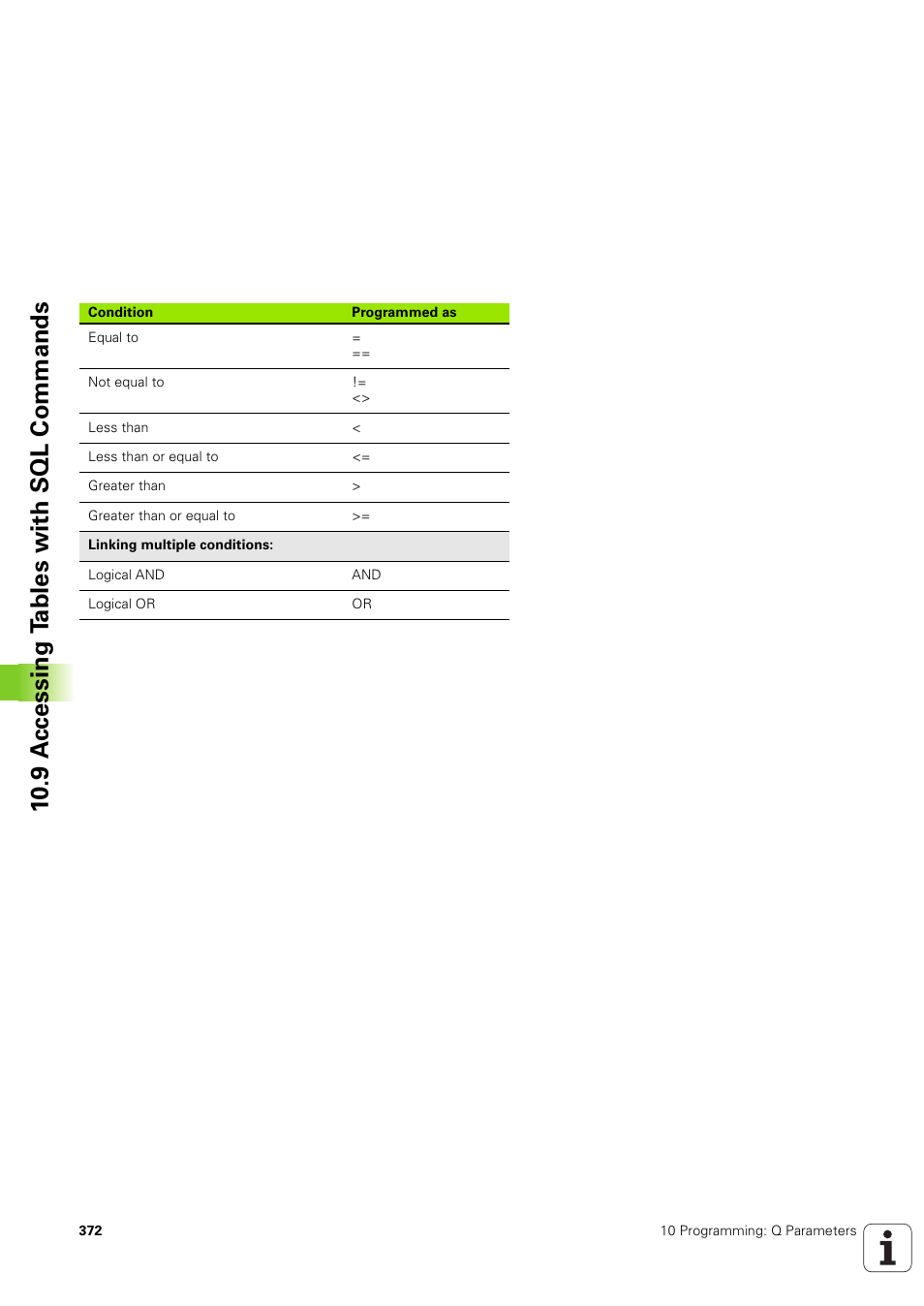 10 .9 a ccessing t a bles with sql commands | HEIDENHAIN TNC 320 (340 551-02) User Manual | Page 372 / 493