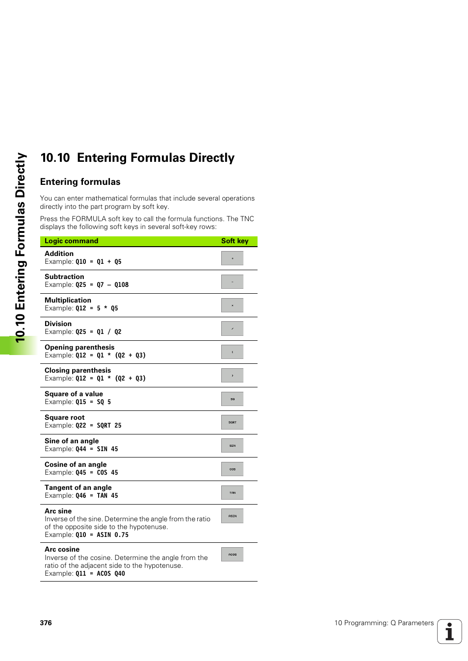 10 entering formulas directly, Entering formulas | HEIDENHAIN TNC 320 (340 551-02) User Manual | Page 376 / 493