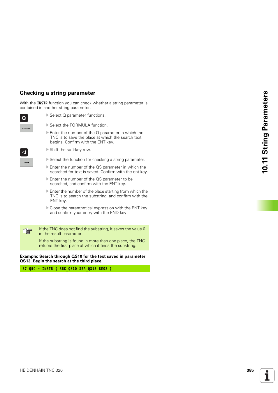 Checking a string parameter | HEIDENHAIN TNC 320 (340 551-02) User Manual | Page 385 / 493