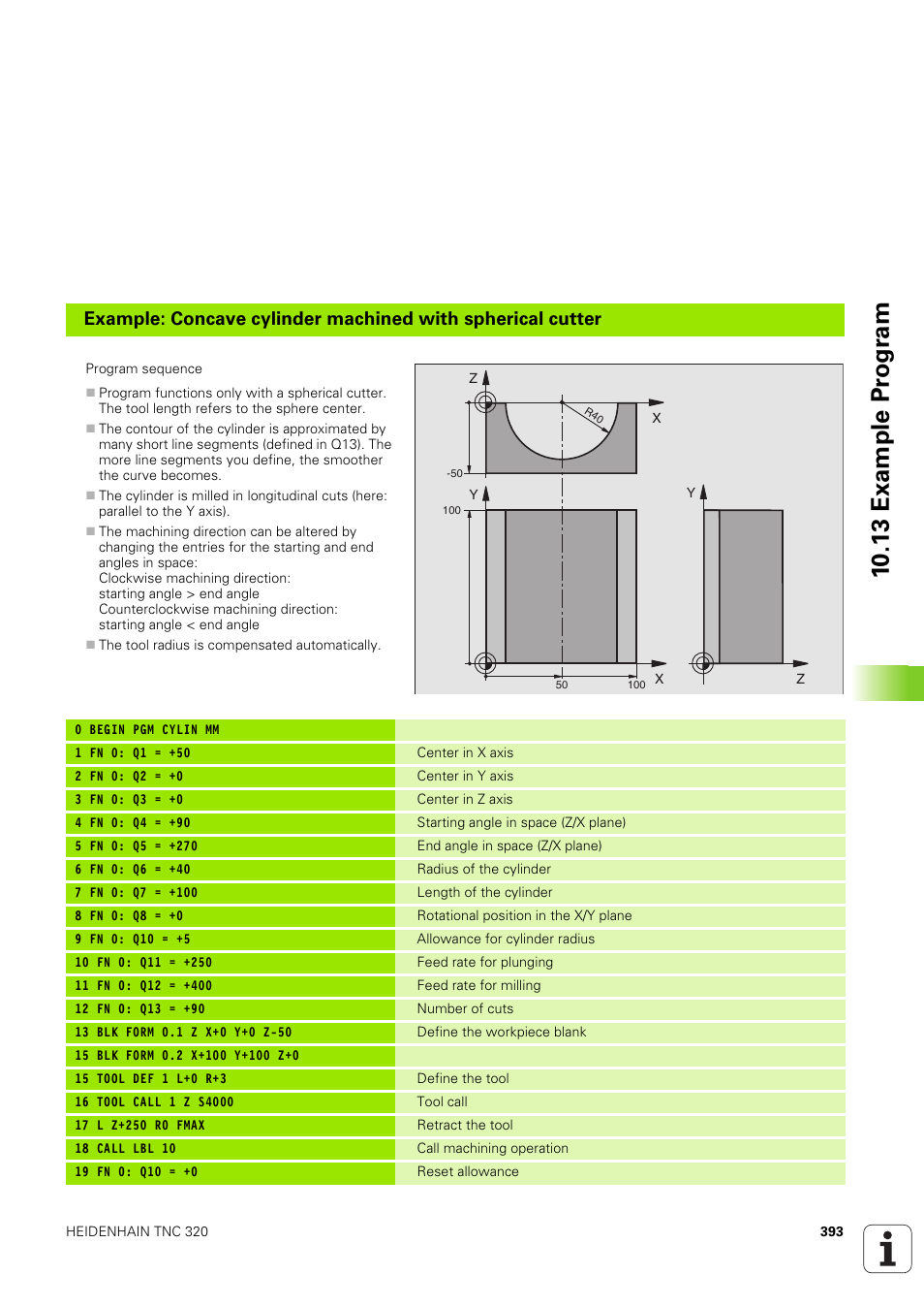 10 .13 example pr ogr a m | HEIDENHAIN TNC 320 (340 551-02) User Manual | Page 393 / 493