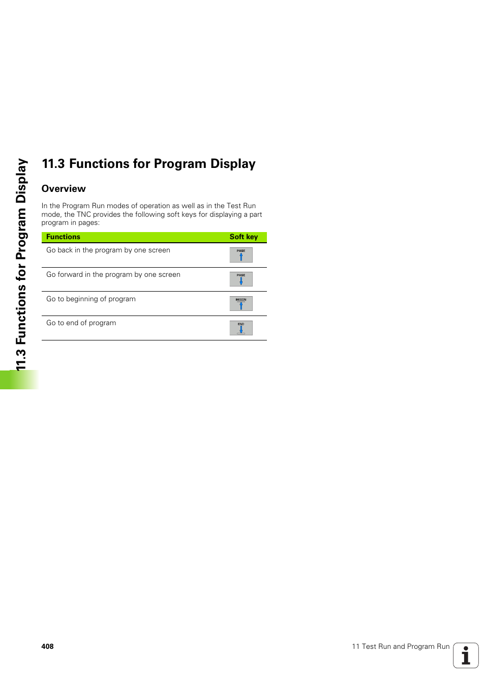 3 functions for program display, Overview | HEIDENHAIN TNC 320 (340 551-02) User Manual | Page 408 / 493