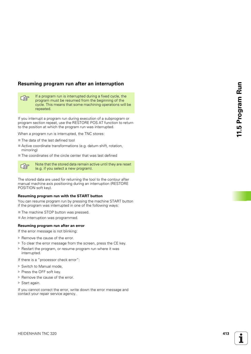 Resuming program run after an interruption, 5 pr ogr am run | HEIDENHAIN TNC 320 (340 551-02) User Manual | Page 413 / 493