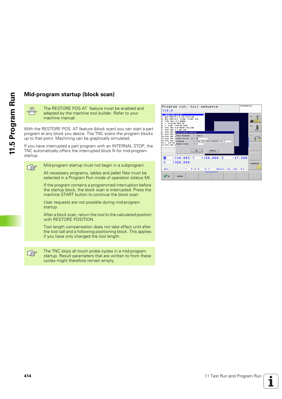 Mid-program startup (block scan), 5 pr ogr am run | HEIDENHAIN TNC 320 (340 551-02) User Manual | Page 414 / 493