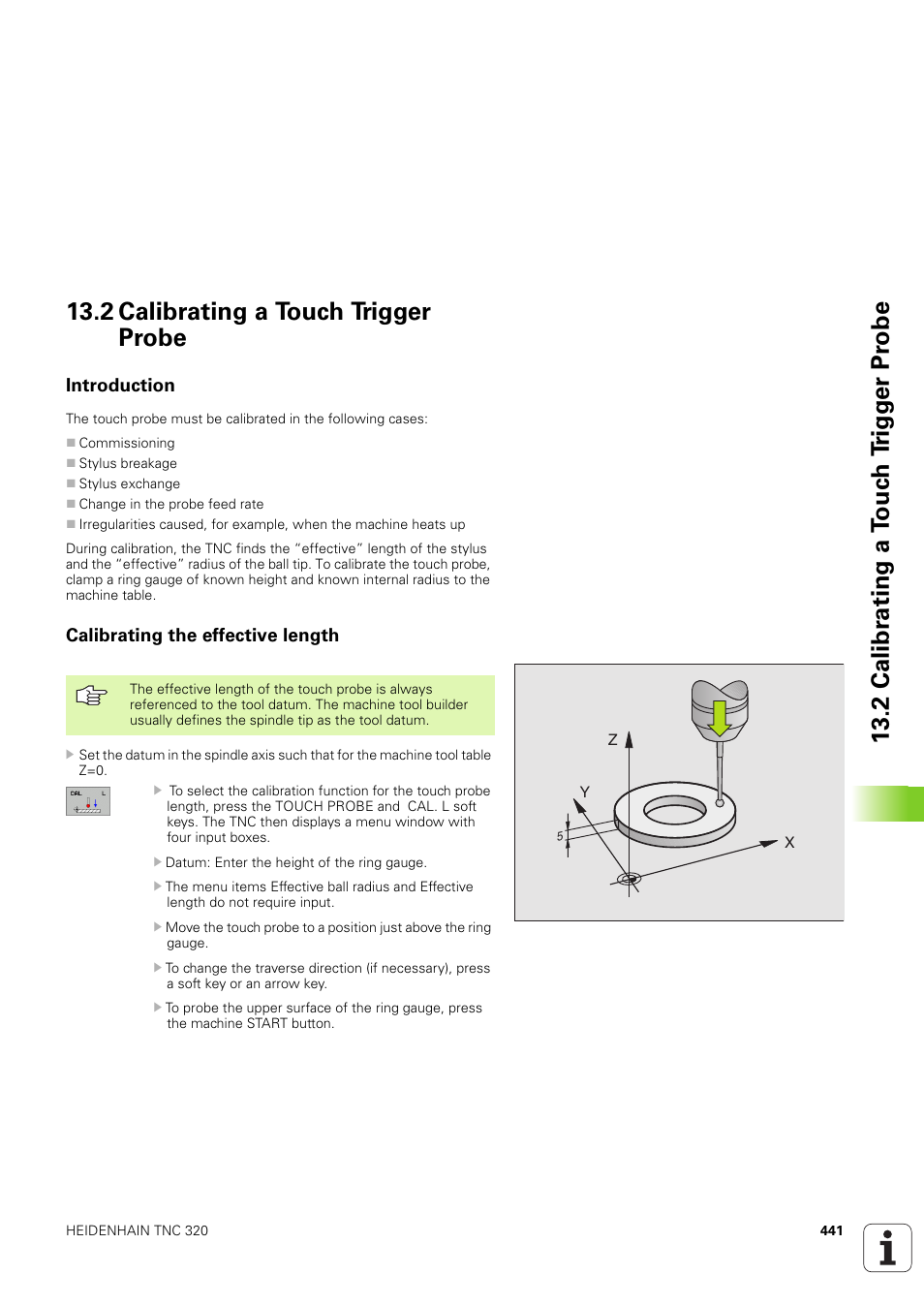 2 calibrating a touch trigger probe, Introduction, Calibrating the effective length | HEIDENHAIN TNC 320 (340 551-02) User Manual | Page 441 / 493