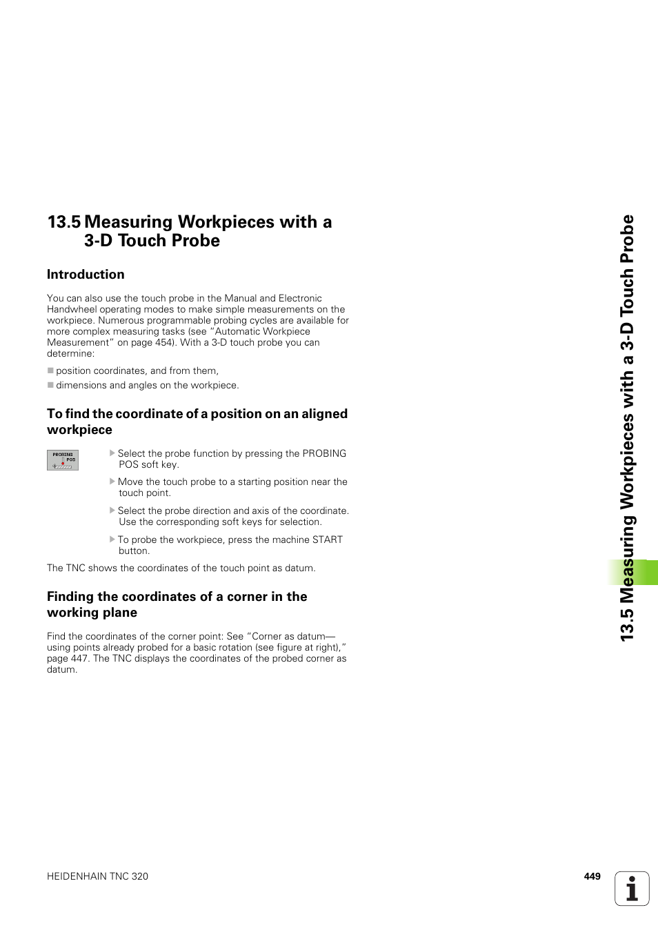 5 measuring workpieces with a 3-d touch probe, Introduction | HEIDENHAIN TNC 320 (340 551-02) User Manual | Page 449 / 493