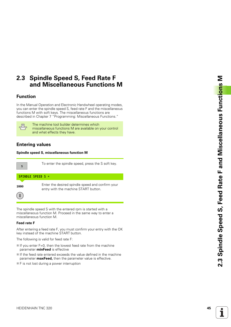 Function, Entering values | HEIDENHAIN TNC 320 (340 551-02) User Manual | Page 45 / 493