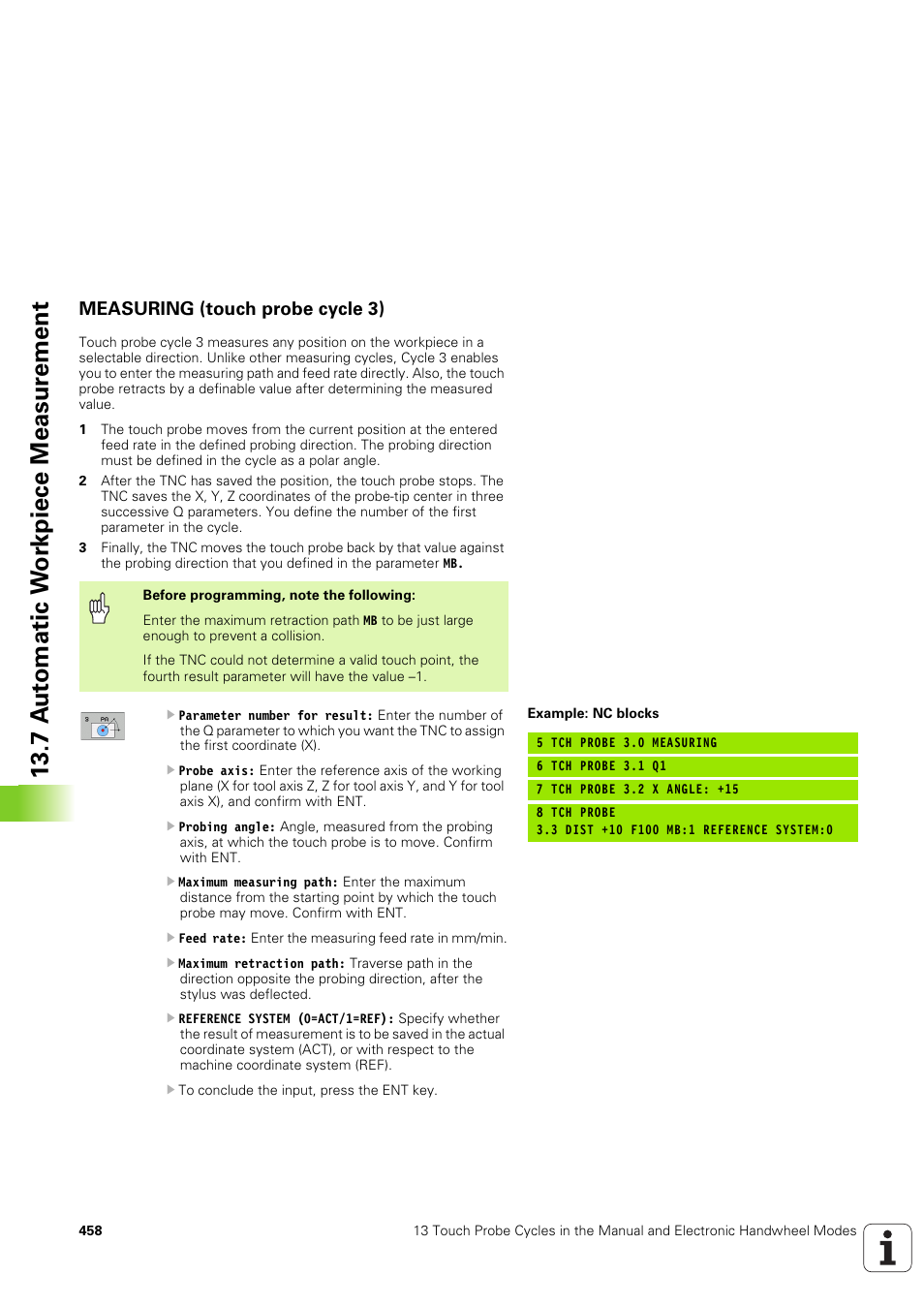 Measuring (touch probe cycle 3), 7 a u to matic w o rk piece measur ement | HEIDENHAIN TNC 320 (340 551-02) User Manual | Page 458 / 493