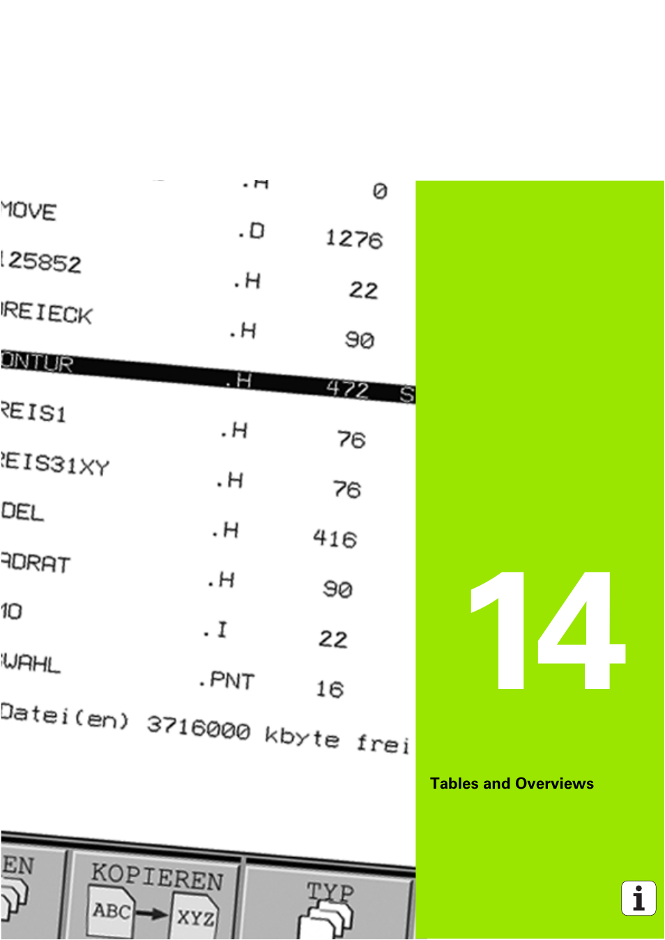 Tables and overviews, 14 tables and overviews | HEIDENHAIN TNC 320 (340 551-02) User Manual | Page 459 / 493