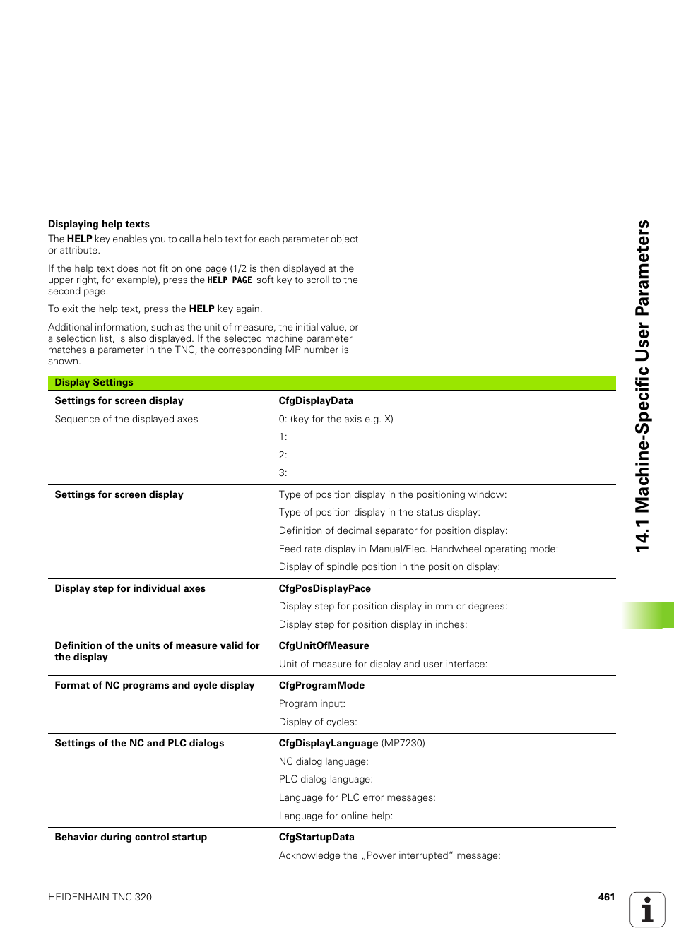 1 mac h ine-specific user p a ra met e rs | HEIDENHAIN TNC 320 (340 551-02) User Manual | Page 461 / 493