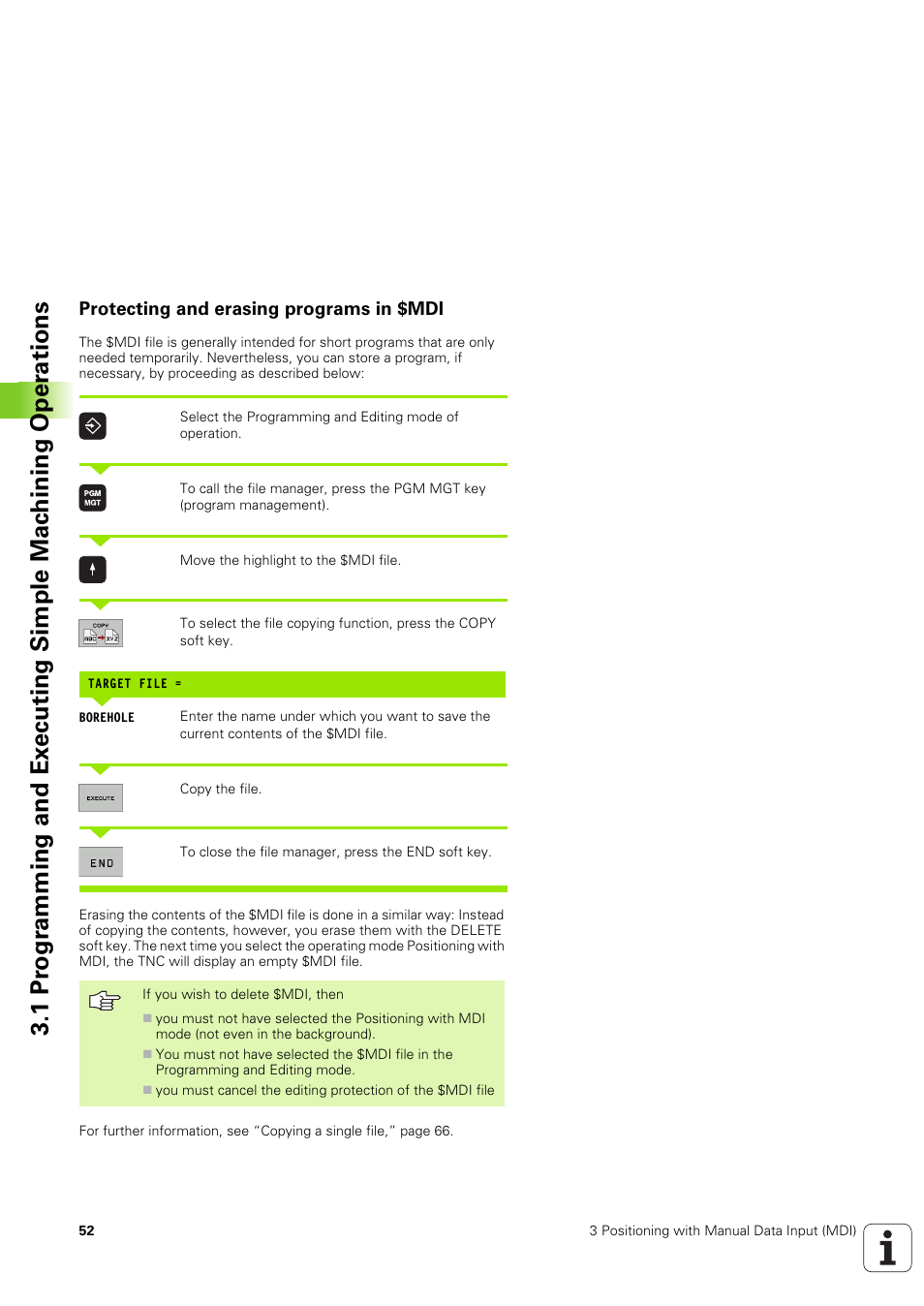 Protecting and erasing programs in $mdi | HEIDENHAIN TNC 320 (340 551-02) User Manual | Page 52 / 493