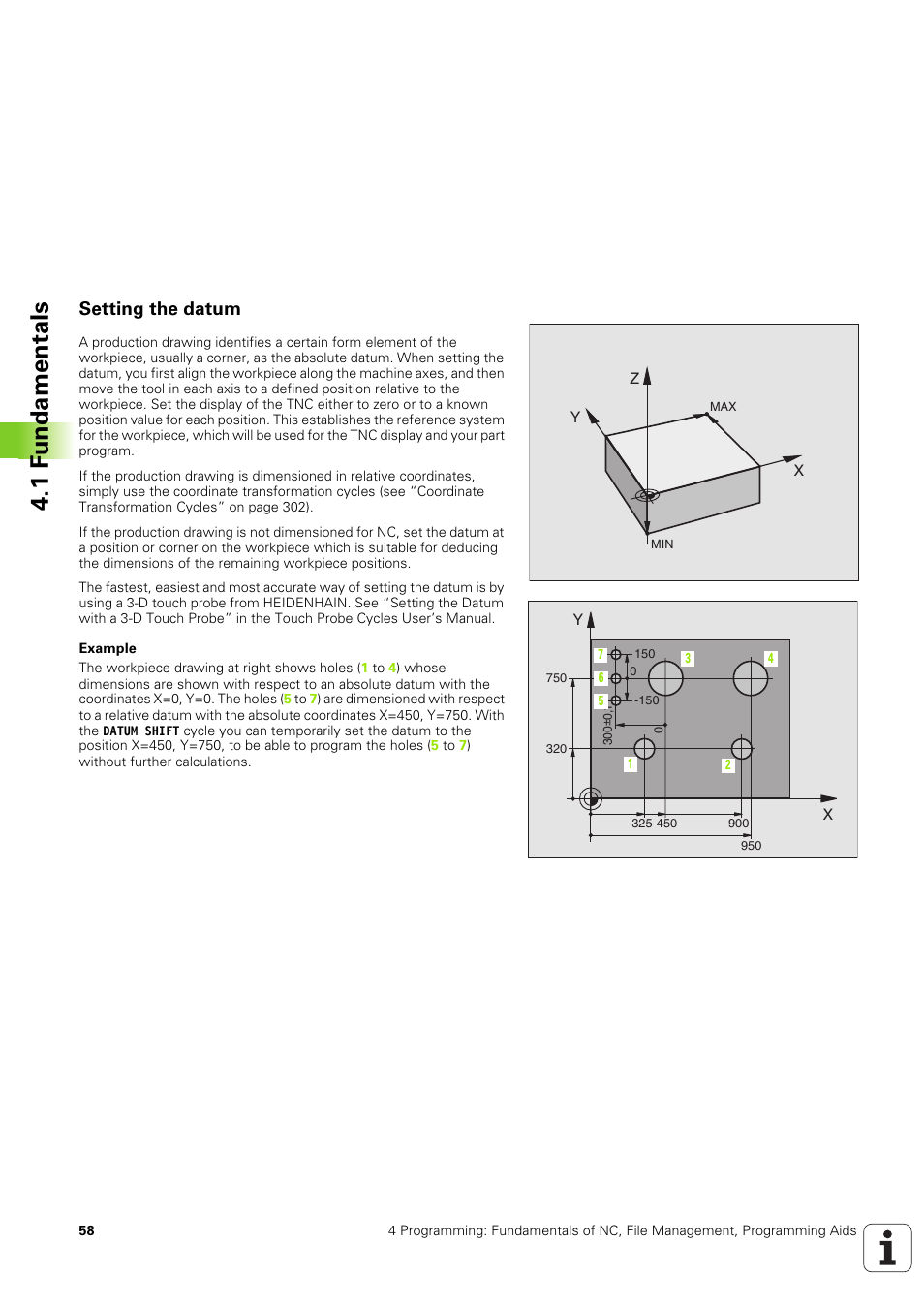 Setting the datum, 1 f u ndam e n tals | HEIDENHAIN TNC 320 (340 551-02) User Manual | Page 58 / 493