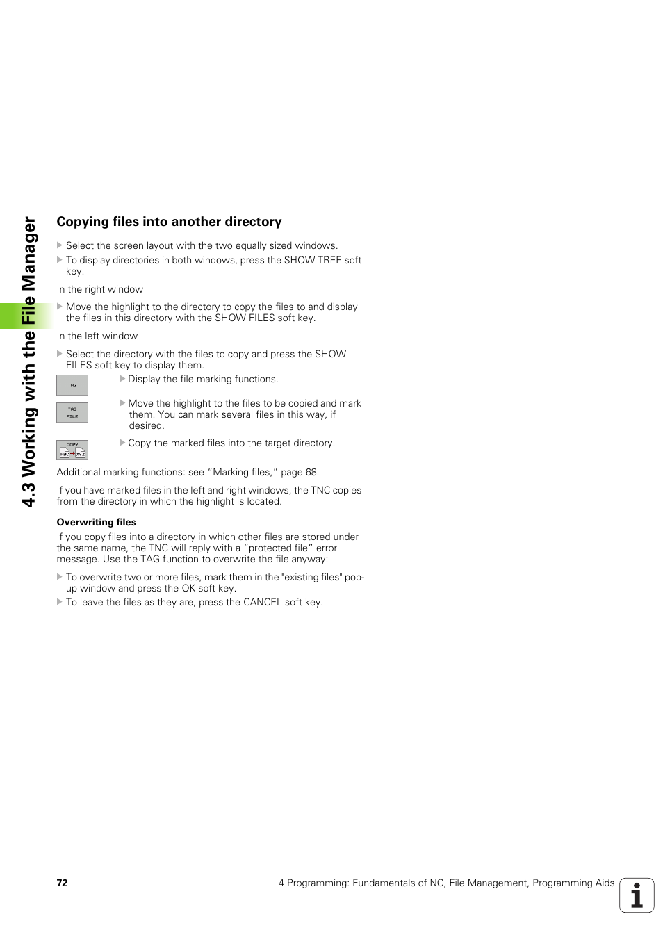 Copying files into another directory, 3 w o rk ing with the file manag e r | HEIDENHAIN TNC 320 (340 551-02) User Manual | Page 72 / 493