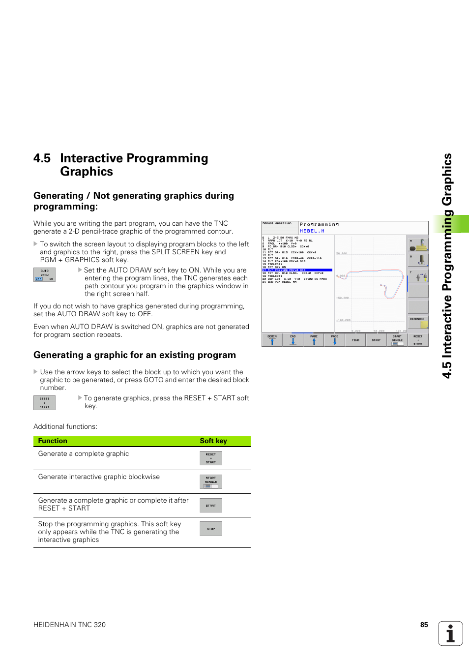 5 interactive programming graphics, Generating a graphic for an existing program | HEIDENHAIN TNC 320 (340 551-02) User Manual | Page 85 / 493