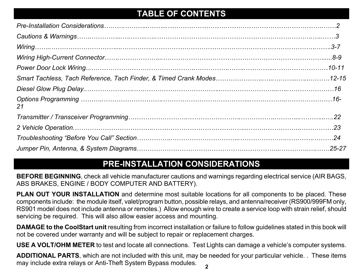 Crimestopper Security Products RS-999TW1/TW2 User Manual | Page 2 / 28