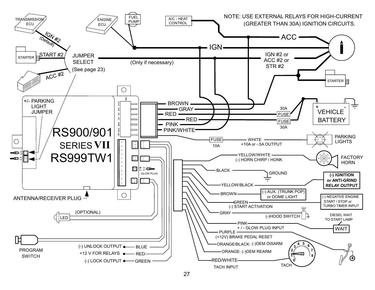 Rs999tw1, Series, Battery | Vehicle | Crimestopper Security Products RS-999TW1/TW2 User Manual | Page 27 / 28