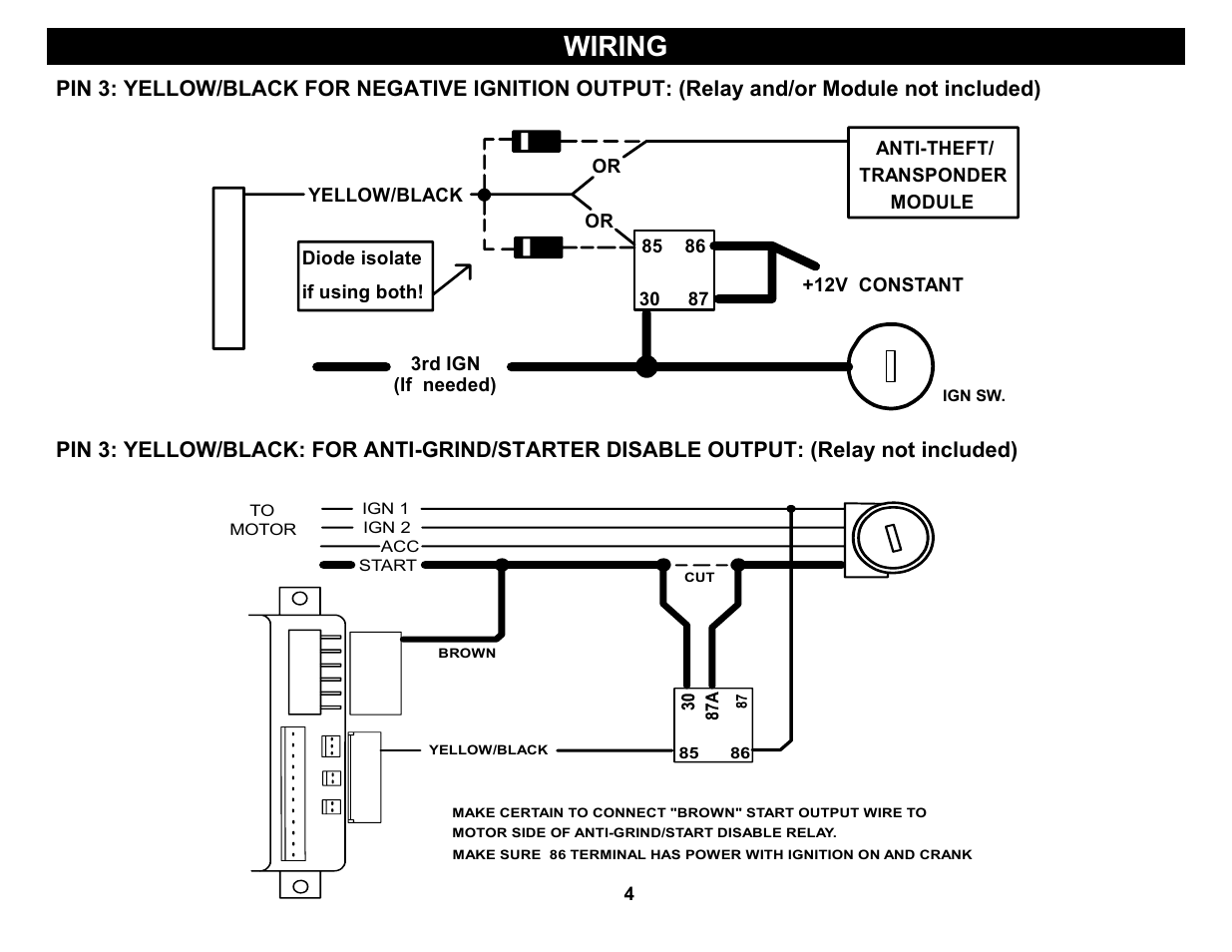 Wiring | Crimestopper Security Products RS-999TW1/TW2 User Manual | Page 4 / 28
