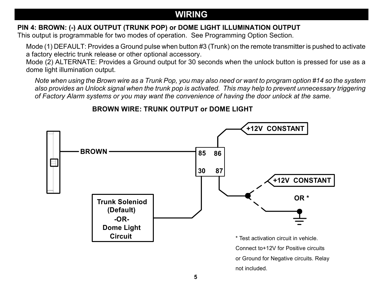 Wiring | Crimestopper Security Products RS-999TW1/TW2 User Manual | Page 5 / 28