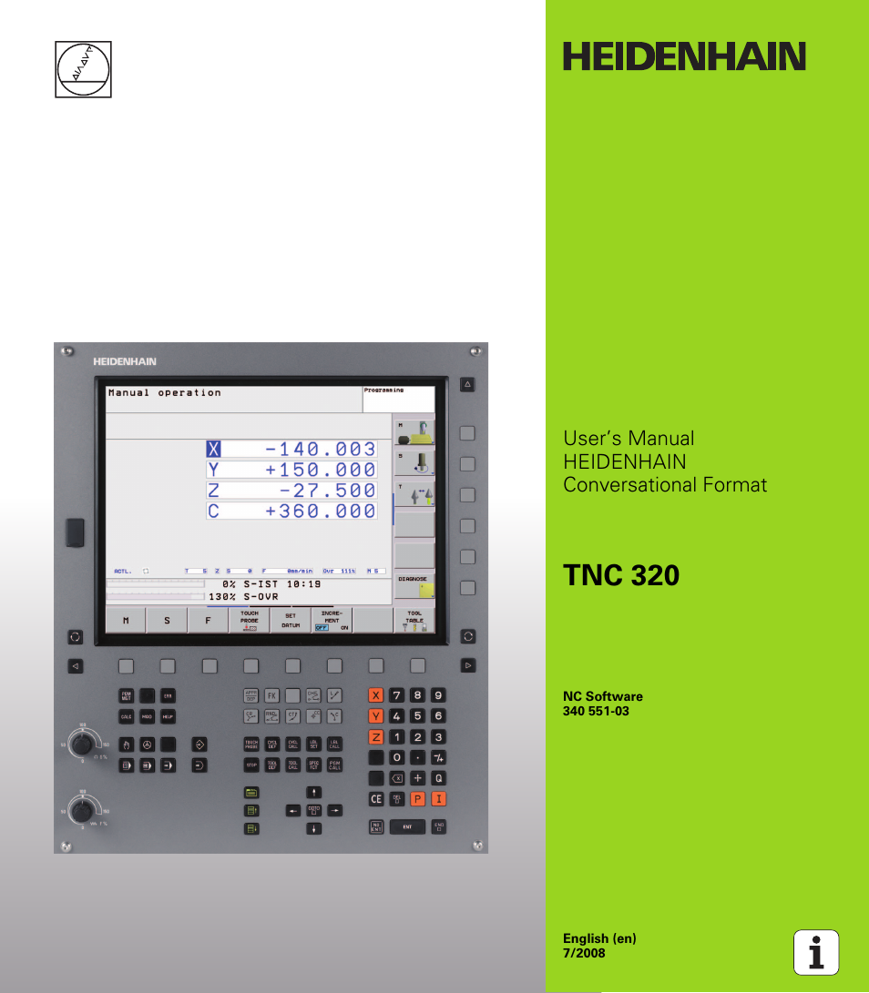 HEIDENHAIN TNC 320 (340 55x-03) User Manual | 525 pages
